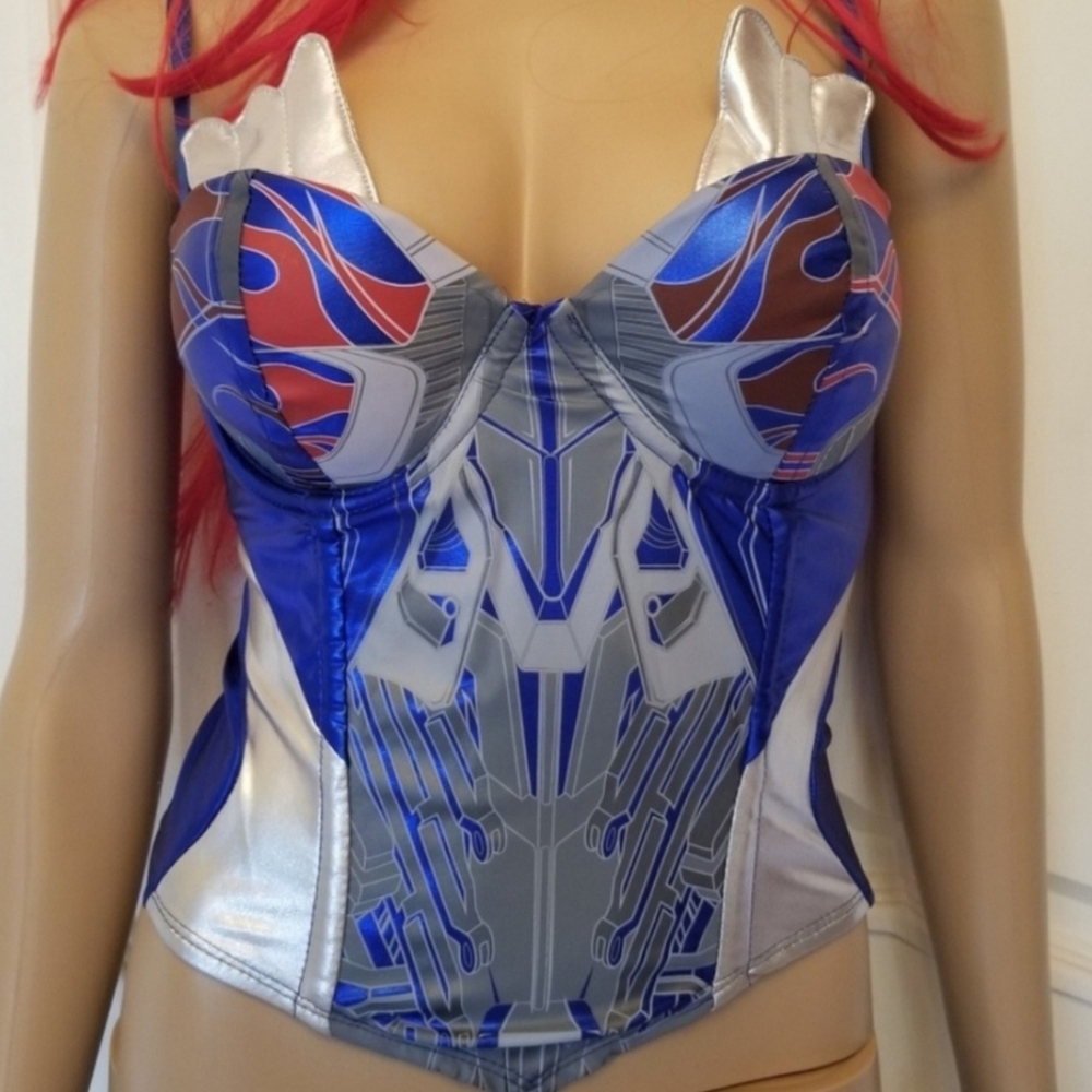 Optimus Prime Blue and Silver Corset Top
